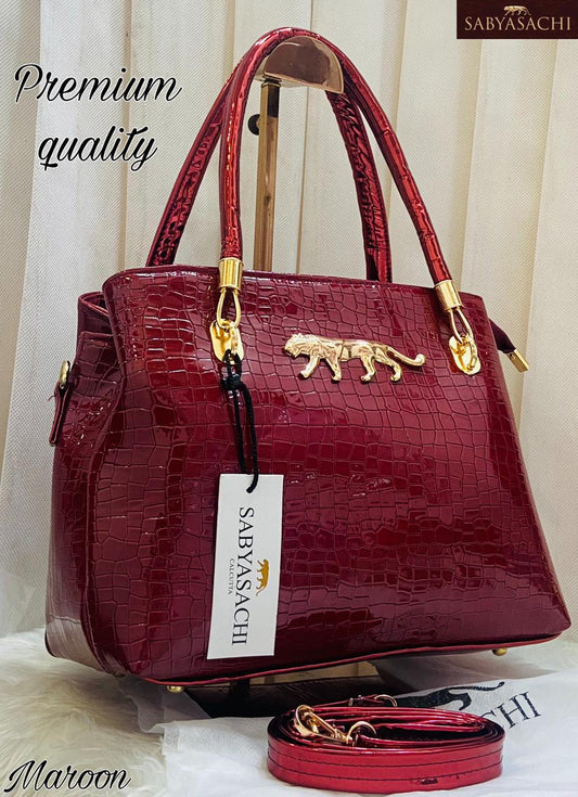 Sabyasachi High-Quality PU Leather Handbag - Maroon| Beige | Cream | Red