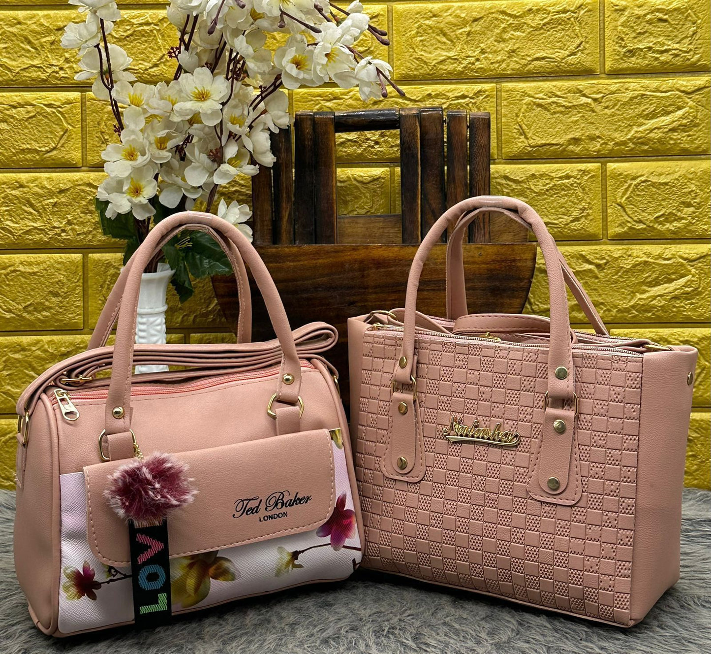 Ted Baker Sling Combo Duffle Bag - Pink & Black