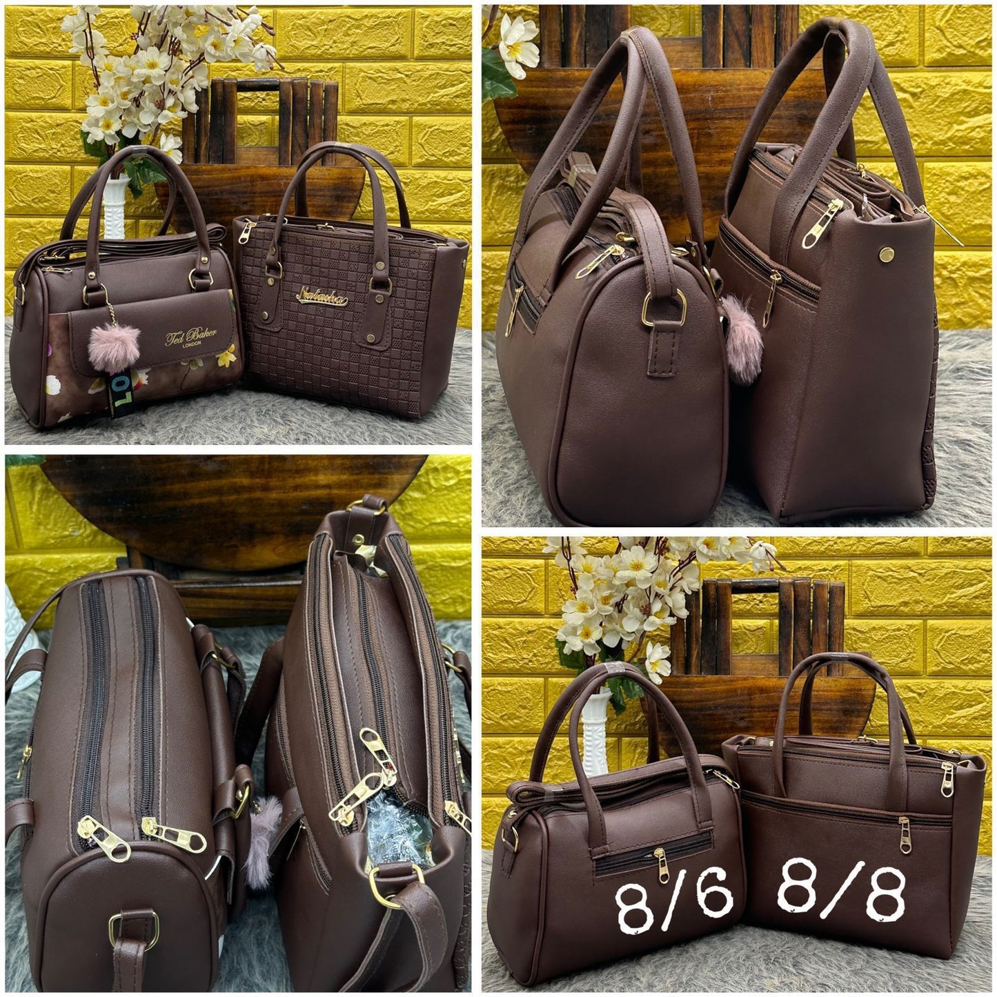 Ted Baker Sling Combo Duffle Bag - Pink & Black