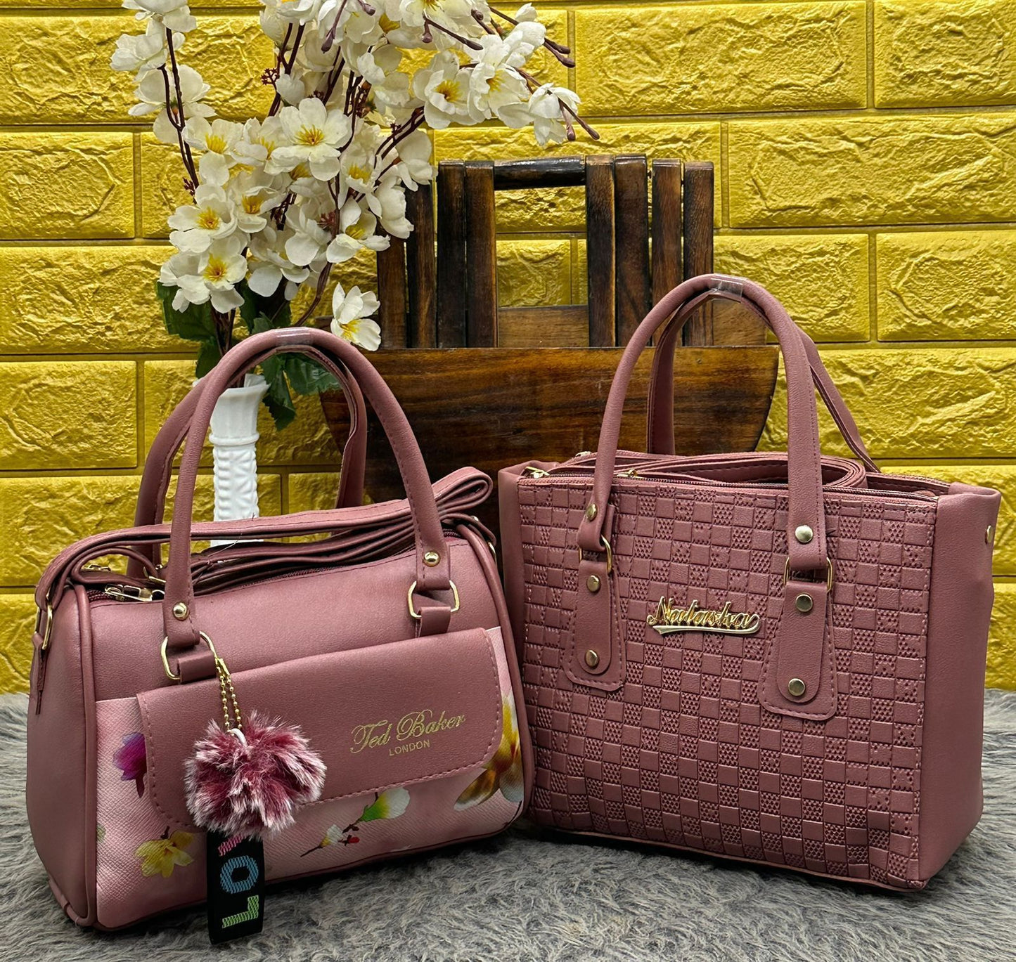 Ted Baker Sling Combo Duffle Bag - Pink & Black